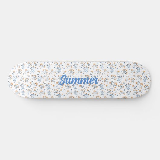 Wit Custom Trendy Wildflower Pattern Persoonlijk Skateboard (Horizontaal)