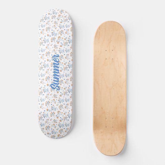 Wit Custom Trendy  Wildflower Pattern Persoonlijk Skateboard (Voorkant)