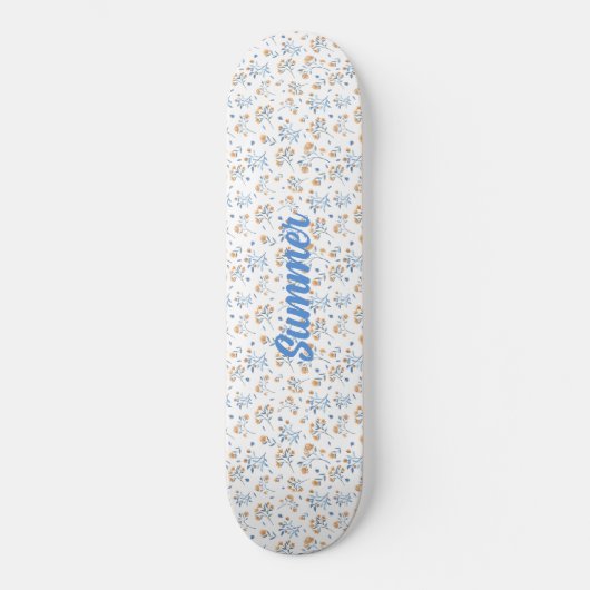 Wit Custom Trendy Wildflower Pattern Persoonlijk Skateboard (Voorkant)
