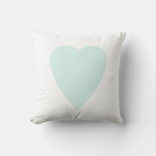 Wit & Cyaan Groen Pastel Hartvorm Ontwerp Kussen (Voorkant)