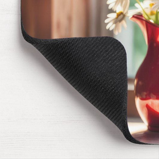 Wit Daisy boeket in rode pitcher Muismat (Hoek)