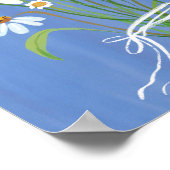 Wit Daisy Boeket op Blauwe Gouache Schilderkunst Poster (Hoek)