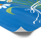 Wit Daisy Boeket op Blauwe Gouache Schilderkunst Poster (Hoek)