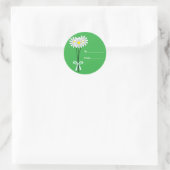 Wit Daisy Boeket op Groene Ronde Sticker (Tas)