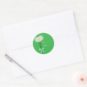 Wit Daisy Boeket op Groene Ronde Sticker (Envelop)