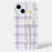 Wit Daisy boeket op Paarse plaid Case-Mate iPhone Case (Achterkant)