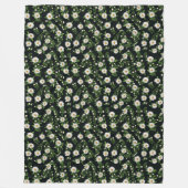 Wit Daisy Design op zwart Fleece Deken (Voorkant)