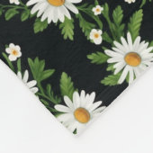 Wit Daisy Design op zwart Fleece Deken (Hoek)