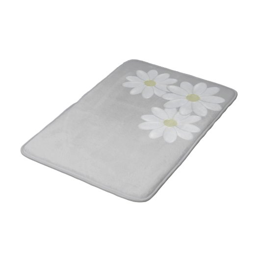 Wit Daisy Flower Trio Zilver Grijs Badmat (Gekanteld)