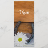 Wit-Daisy Hoefijzer Land Western Weddenschap Menu (Voorkant)