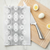 Wit daisy patroon met grijs theedoek (Quarter Fold)