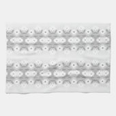 Wit daisy patroon met grijs theedoek (Horizontaal)