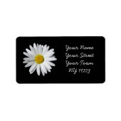 Wit Daisy Zwart Achtergrond Adres Label (Voorkant)