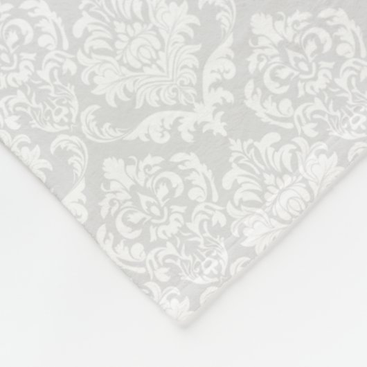 Wit Damask Bloemen Lijst Fleece Deken (Hoek)