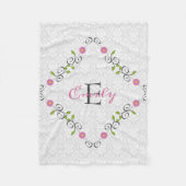 Wit Damask Bloemen Lijst Fleece Deken (Voorkant)