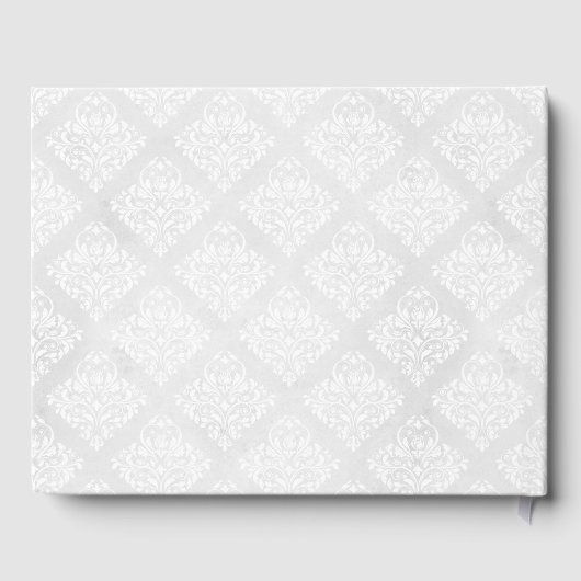 Wit Damask Personaliseer Elegant Gastenboek (Achterkant)