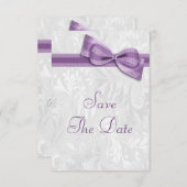 Wit Damast en Neppe Strik Save-the-Datekaart Save The Date (Voorkant / Achterkant)