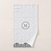 Wit damast en zwart kant bad handdoek (Handdoek)