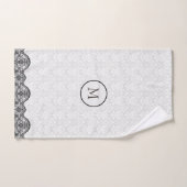 Wit damast en zwart kant bad handdoek (Handdoek)