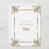 Wit Damast & Goud Uitnodiging voor elk Feestelijke (Voorkant)