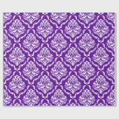 Wit damast patroon op paarse packground cadeaupapier (Vlak)
