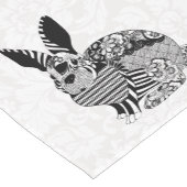 Wit Damast Zwart Wit Konijn Korte Tafelloper (Hoek)