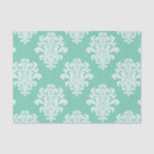 Wit damastpatroon op aqua tissuepapier (Voorkant)