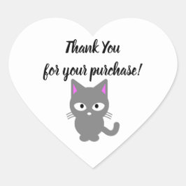  wit Dank je sticker met grijze kat