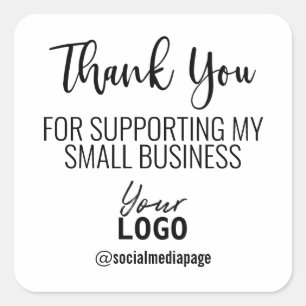 Wit Dank u die Kleine Onderneming Logo steunen Vierkante Sticker