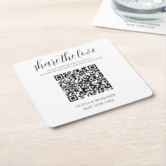 Wit | Deel de Liefde | Weddenschap Kartonnen Onderzetters (Schuin)