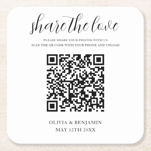 Wit | Deel de Liefde | Weddenschap Kartonnen Onderzetters (Voorkant)