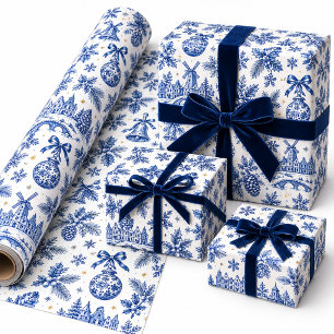 Wit & Delftsblauw Nederlands keramiek porselein Cadeaupapier