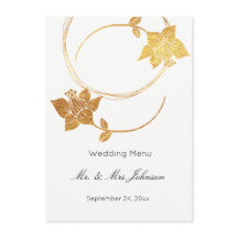 Wit Delicaat Goud Bloemen Bruiloft Event Menu