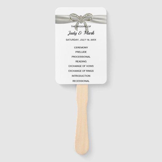 Wit Diamant Bow Trouwprogramma Handwaaier (Voorkant)