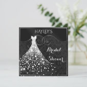 Wit Diamonds Gown Zwart Zilver Vrijgezellenfeest Kaart (Staand voorkant)