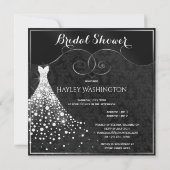 Wit Diamonds Gown Zwart Zilver Vrijgezellenfeest Kaart (Achterkant)