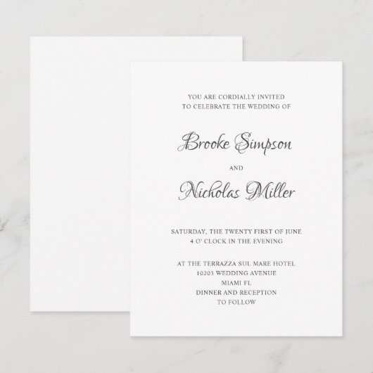 Wit | DIGITALE Eenvoudige Elegante Minimale Bruilo Kaart (Voorkant / Achterkant)