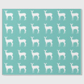 Wit Doe een hert op Aqua Blue Wrapping Paper Cadeaupapier (Vlak)