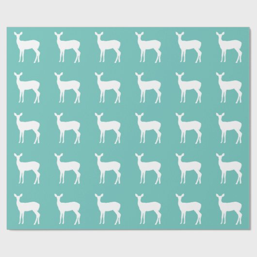 Wit Doe een hert op Aqua Blue Wrapping Paper Cadeaupapier (Vlak)