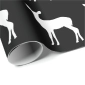 Wit Doe een Hert op zwart inpakpapier (Rol Hoek)
