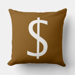 Wit Dollar $ign Rijk Bruin Decoratief Kussen