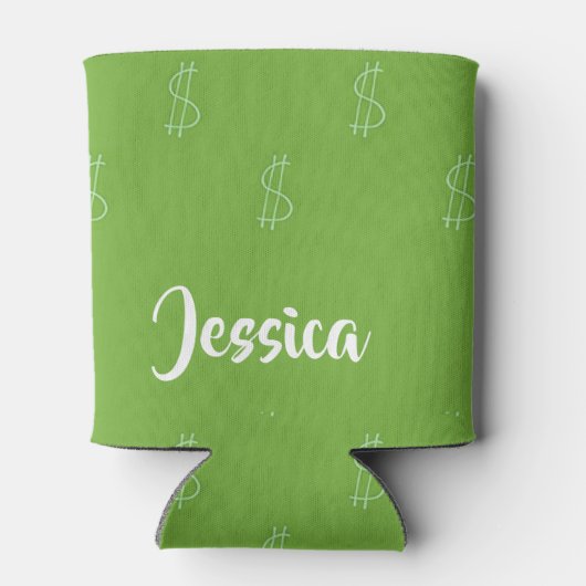 Wit-dollarteken groen blikjeskoeler (Achterkant)