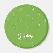 Wit-dollarteken groen magneet (Voorkant)