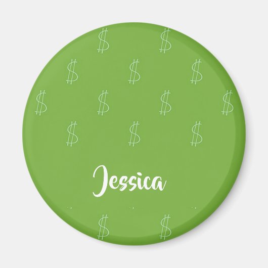 Wit-dollarteken groen magneet (Voorkant)