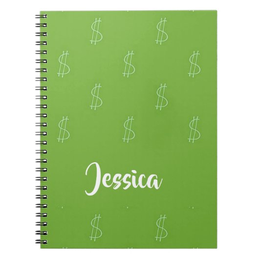 Wit-dollarteken groen notitieboek (Voorkant)
