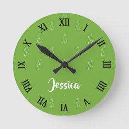 Wit-dollarteken groen ronde klok