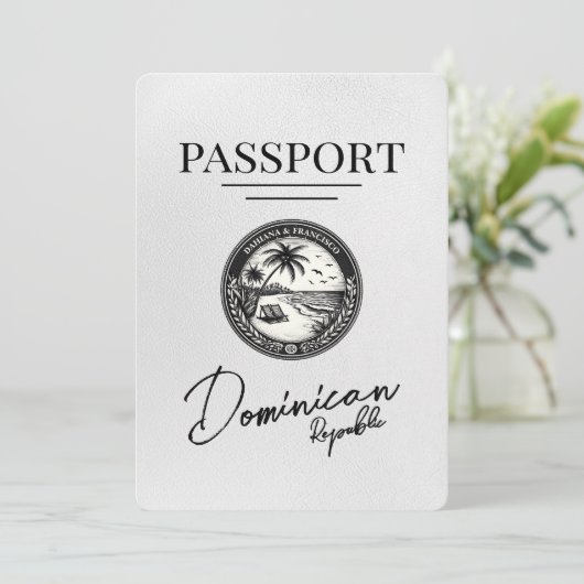 Wit Dominicaanse Republiek paspoort Bewaar de datu Save The Date (Staand voorkant)