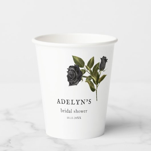 Wit Donker Gotisch Bloemen Vrijgezellenfeest Papieren Bekers (Voorkant)