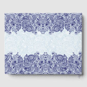Wit & Donkerblauw Bloemen Paisley Kant Gastenboek (Achterkant)