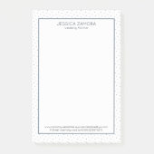 Wit & donkerblauw stippen patroon post-it® notes (Voorkant)